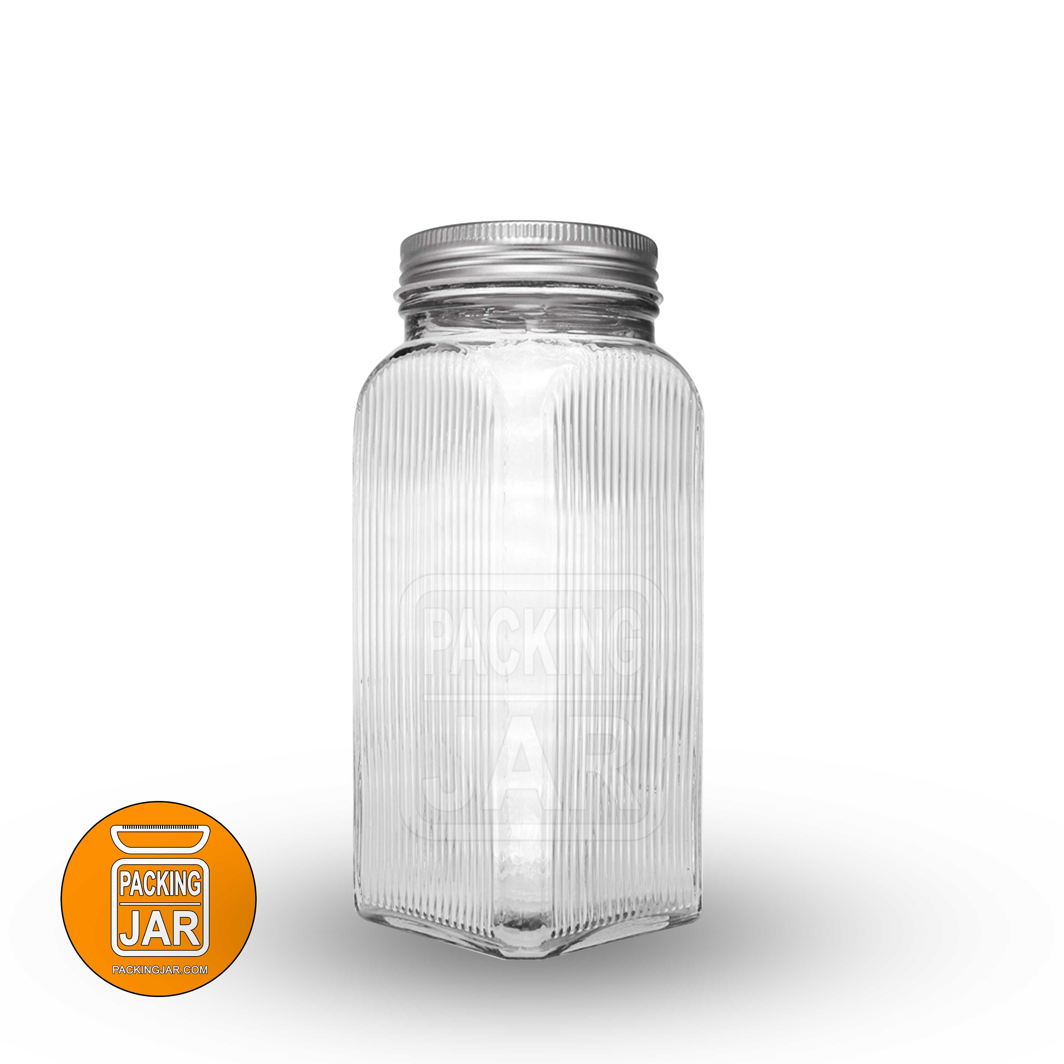 جار شیشه ای چهارگوش لینل کانتینری سایز 2